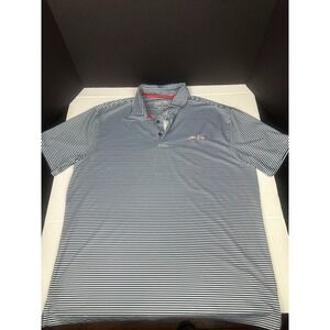 Old Row Men's XL Striped Polo Shirt – Blue Performance Short Sleeve